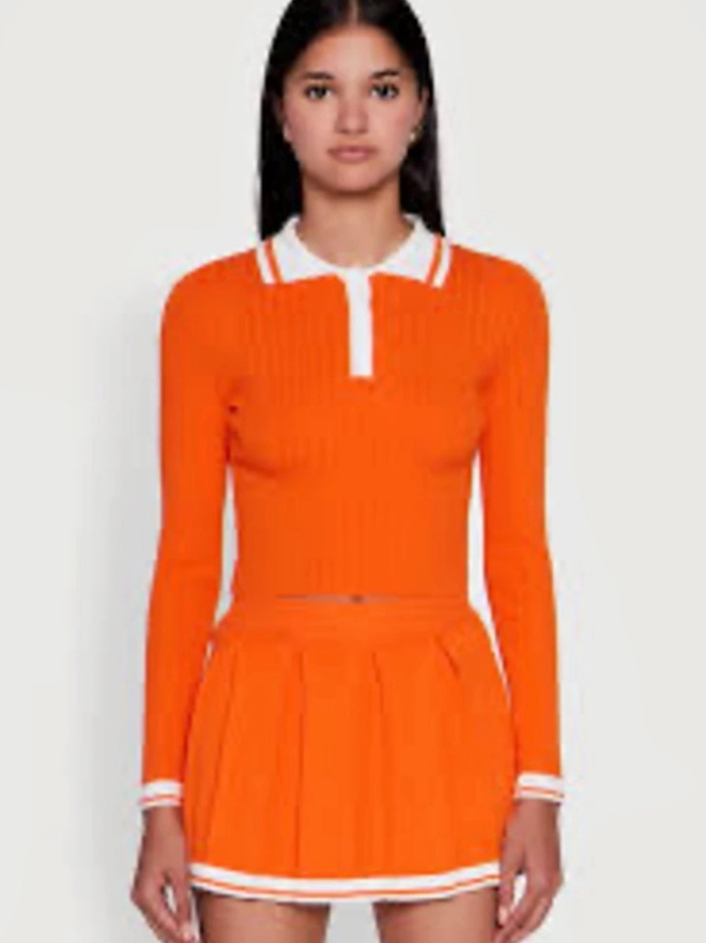 Women's Orange & White Mini Skort Set